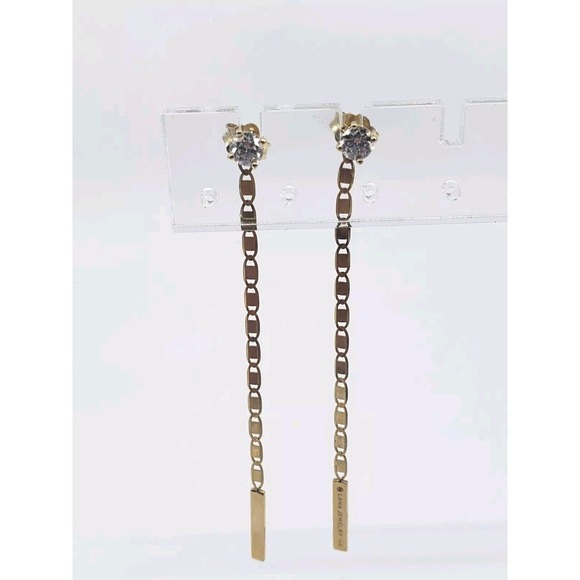 NEW LANA JEWELRY Malibu Diamond Linear YELLOW GOLD Earrings 14kt .50cts $2100 - Picture 1 of 7